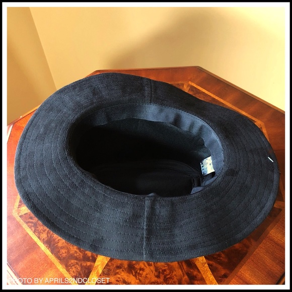 DAVID & YOUNG BLACK VEGAN SUEDE WIDE PANAMA HAT - Picture 7 of 8